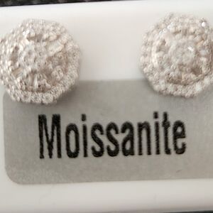 925 Silver Moissanite Halo Cluster Studs